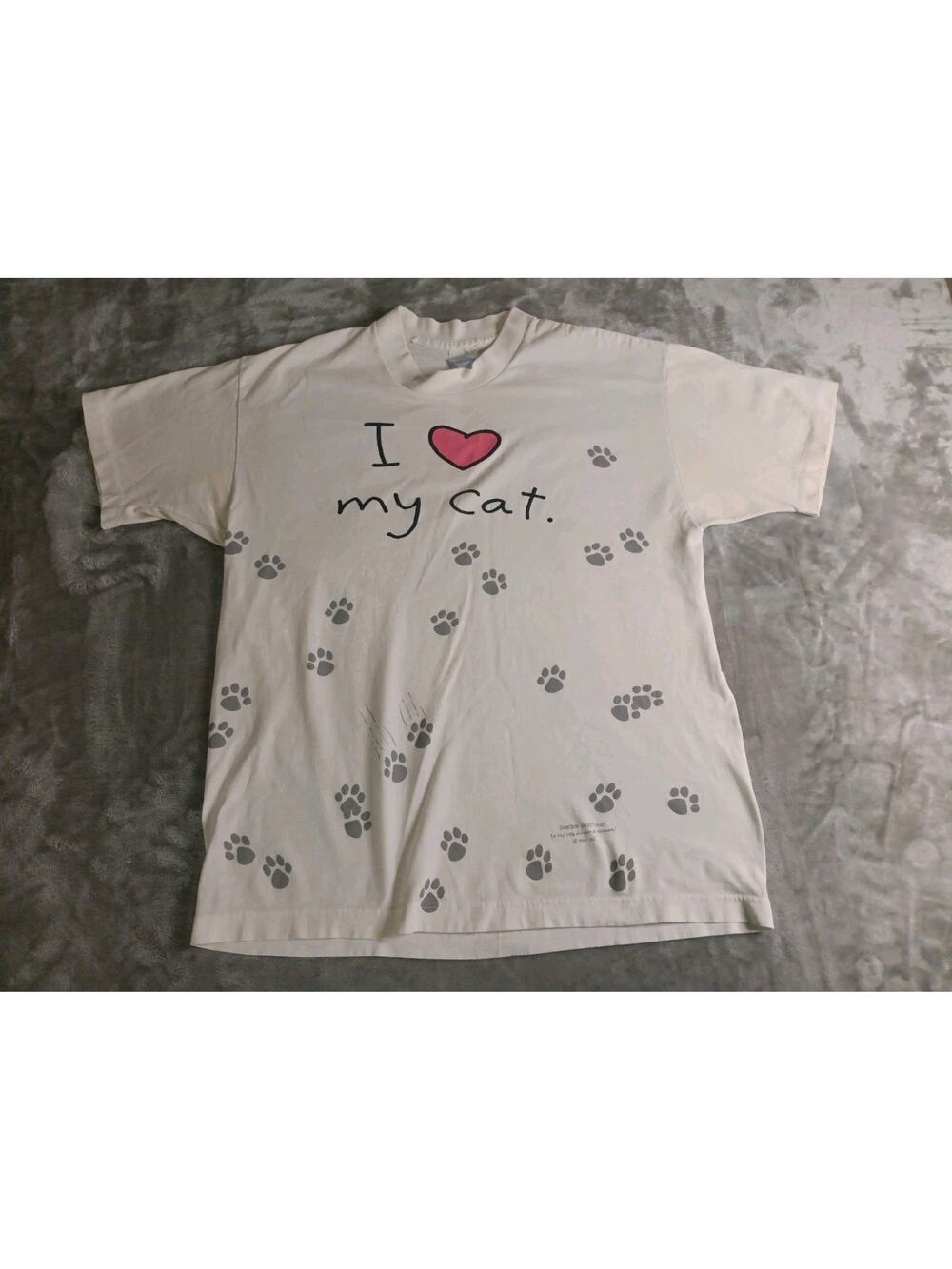 Vintage I Love My Cat T Shirt Large Made In USA Single Stitch Shoebox Greetings